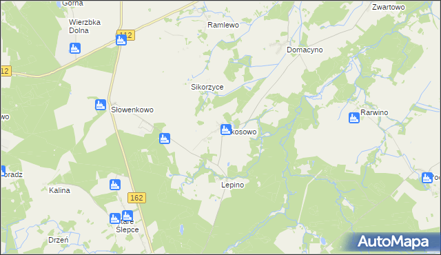 mapa Rokosowo gmina Sławoborze, Rokosowo gmina Sławoborze na mapie Targeo