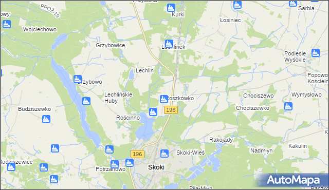 mapa Roszkówko gmina Skoki, Roszkówko gmina Skoki na mapie Targeo
