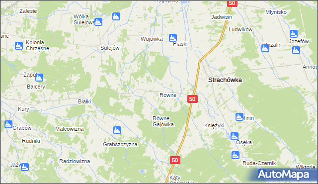 mapa Równe gmina Strachówka, Równe gmina Strachówka na mapie Targeo