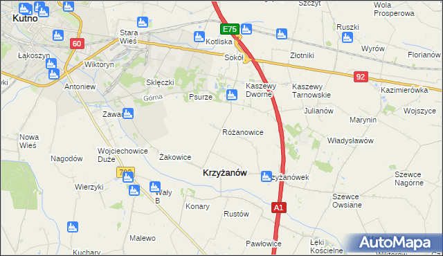 mapa Różanowice, Różanowice na mapie Targeo