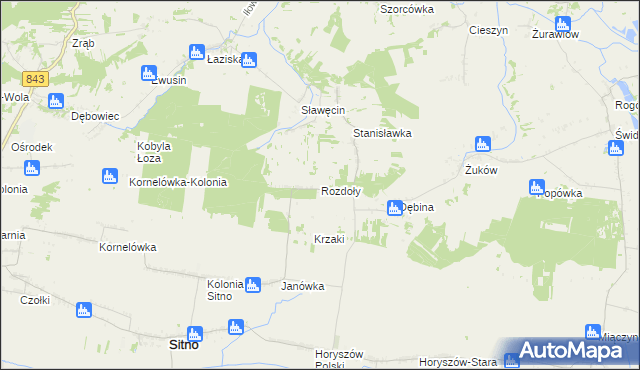 mapa Rozdoły gmina Sitno, Rozdoły gmina Sitno na mapie Targeo