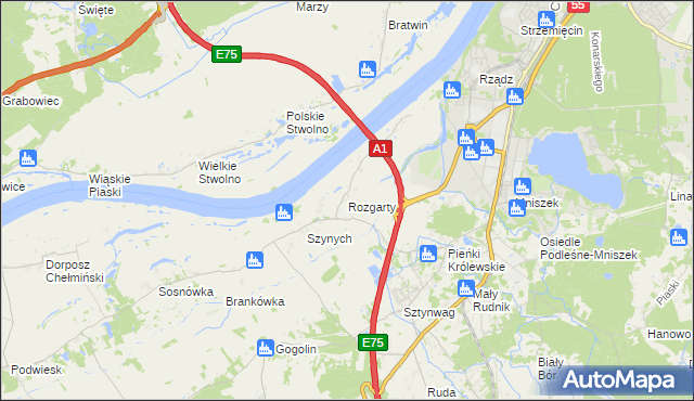 mapa Rozgarty gmina Grudziądz, Rozgarty gmina Grudziądz na mapie Targeo