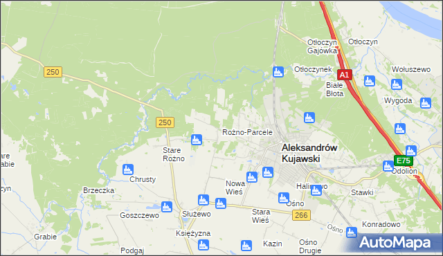 mapa Rożno-Parcele, Rożno-Parcele na mapie Targeo