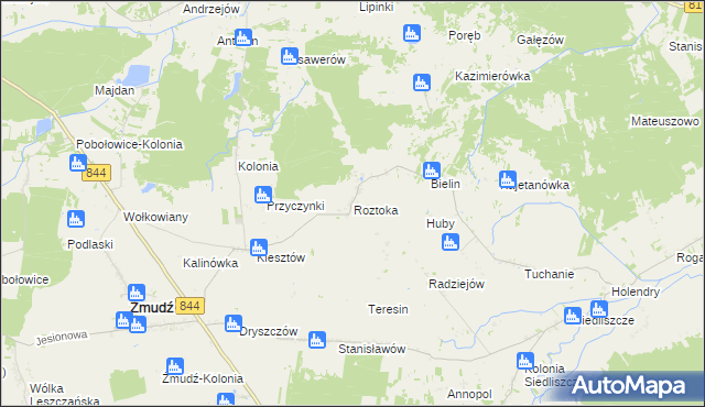 mapa Roztoka gmina Żmudź, Roztoka gmina Żmudź na mapie Targeo