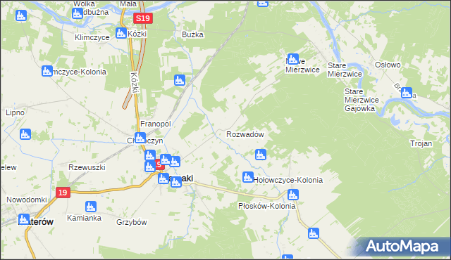 mapa Rozwadów gmina Sarnaki, Rozwadów gmina Sarnaki na mapie Targeo