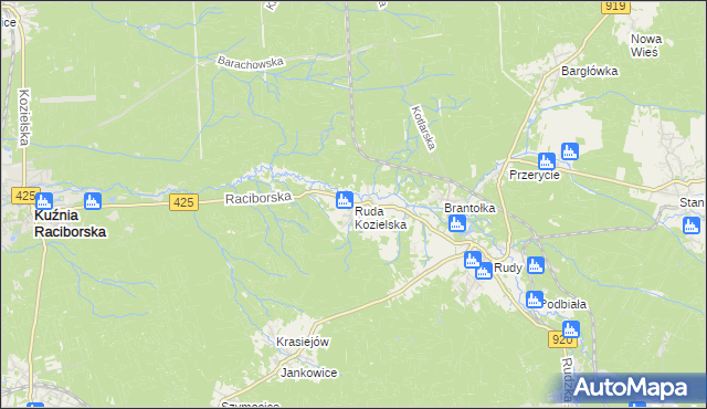 mapa Ruda Kozielska, Ruda Kozielska na mapie Targeo