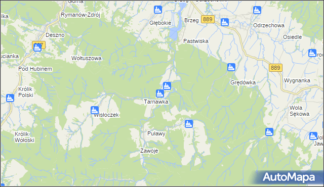 mapa Rudawka Rymanowska, Rudawka Rymanowska na mapie Targeo