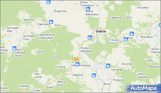 mapa Rudka Bałtowska, Rudka Bałtowska na mapie Targeo