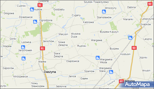mapa Rudniki gmina Witonia, Rudniki gmina Witonia na mapie Targeo