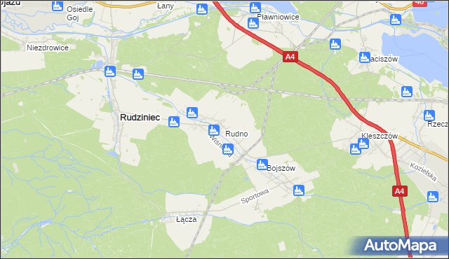 mapa Rudno gmina Rudziniec, Rudno gmina Rudziniec na mapie Targeo