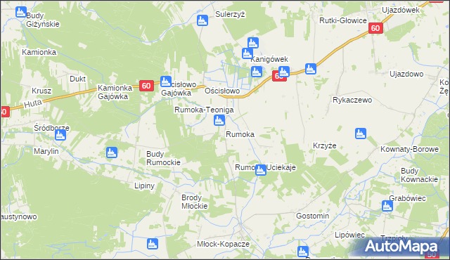 mapa Rumoka gmina Glinojeck, Rumoka gmina Glinojeck na mapie Targeo