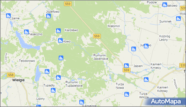 mapa Rumunki Jasieńskie, Rumunki Jasieńskie na mapie Targeo