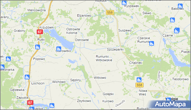 mapa Rumunki Witkowskie, Rumunki Witkowskie na mapie Targeo