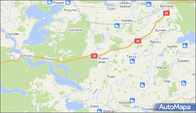 mapa Ruska Wieś gmina Ełk, Ruska Wieś gmina Ełk na mapie Targeo