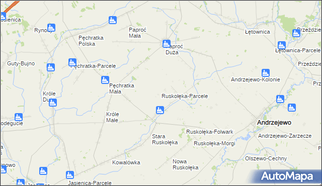 mapa Ruskołęka-Parcele, Ruskołęka-Parcele na mapie Targeo