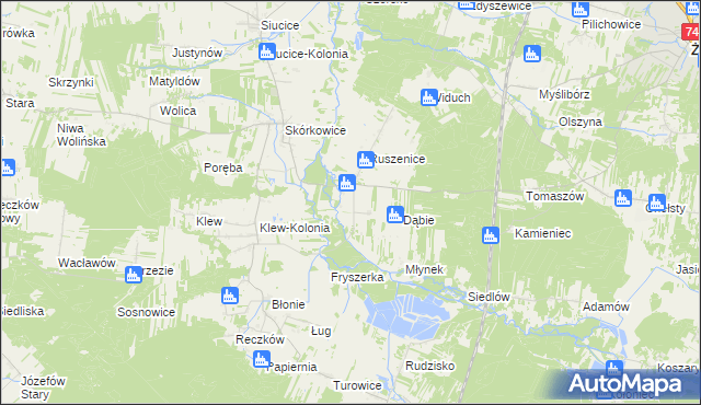 mapa Ruszenice-Kolonia, Ruszenice-Kolonia na mapie Targeo