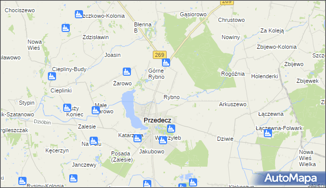 mapa Rybno gmina Przedecz, Rybno gmina Przedecz na mapie Targeo