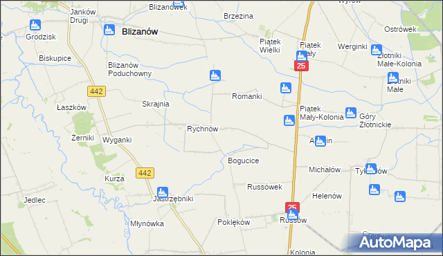 mapa Rychnów-Kolonia, Rychnów-Kolonia na mapie Targeo