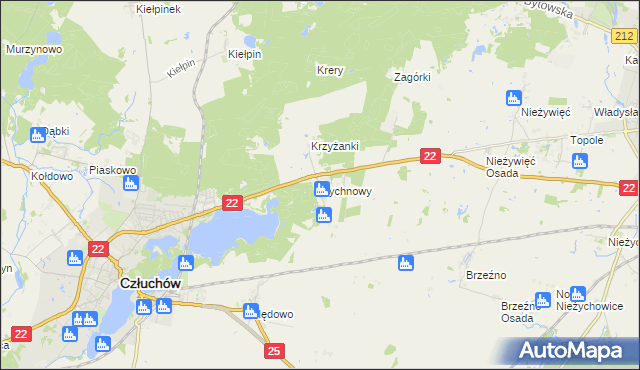 mapa Rychnowy gmina Człuchów, Rychnowy gmina Człuchów na mapie Targeo