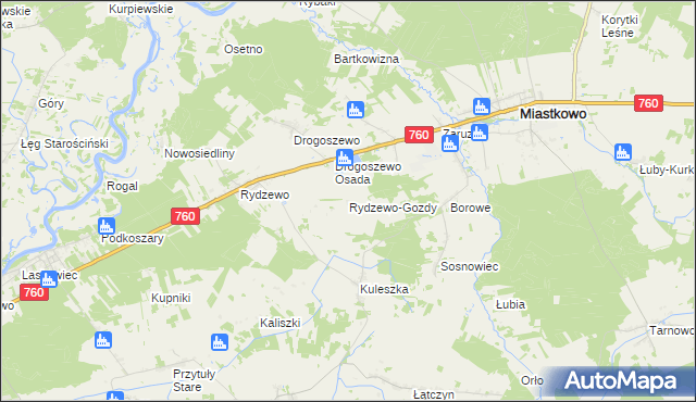 mapa Rydzewo-Gozdy, Rydzewo-Gozdy na mapie Targeo