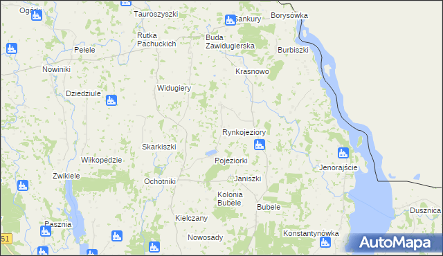 mapa Rynkojeziory, Rynkojeziory na mapie Targeo