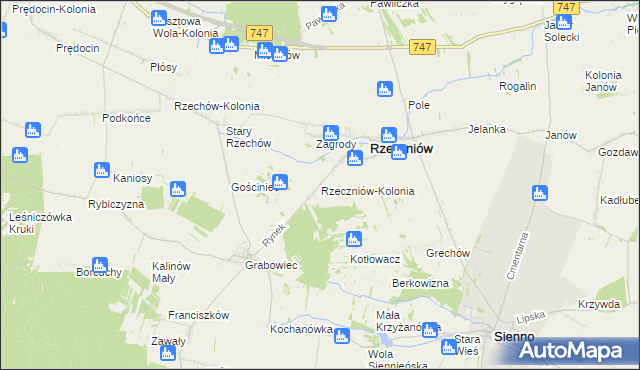 mapa Rzeczniów-Kolonia, Rzeczniów-Kolonia na mapie Targeo