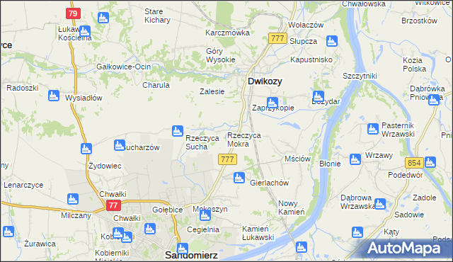 mapa Rzeczyca Mokra, Rzeczyca Mokra na mapie Targeo