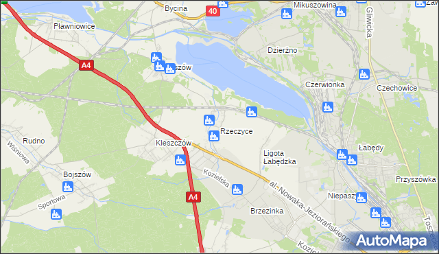 mapa Rzeczyce gmina Rudziniec, Rzeczyce gmina Rudziniec na mapie Targeo