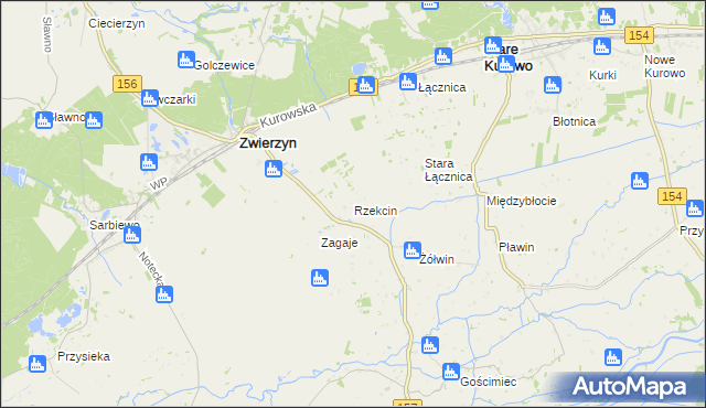 mapa Rzekcin, Rzekcin na mapie Targeo