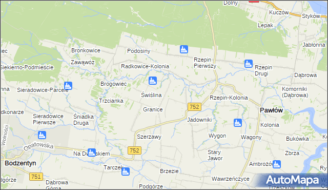 mapa Rzepinek gmina Pawłów, Rzepinek gmina Pawłów na mapie Targeo