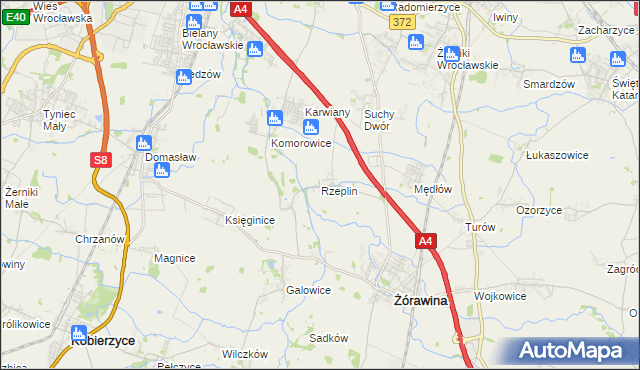 mapa Rzeplin gmina Żórawina, Rzeplin gmina Żórawina na mapie Targeo