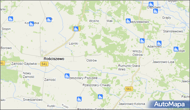 mapa Rzeszotary-Zawady, Rzeszotary-Zawady na mapie Targeo