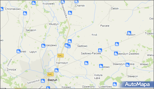 mapa Sadłowo gmina Bieżuń, Sadłowo gmina Bieżuń na mapie Targeo