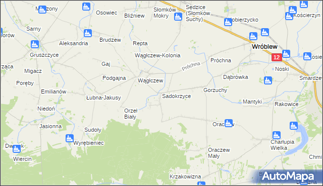 mapa Sadokrzyce, Sadokrzyce na mapie Targeo