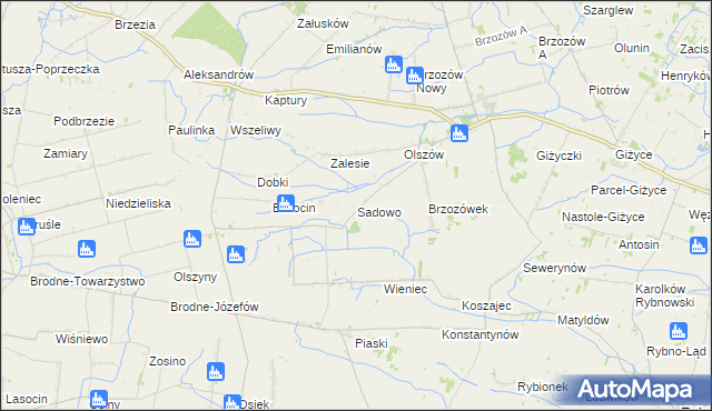 mapa Sadowo gmina Iłów, Sadowo gmina Iłów na mapie Targeo