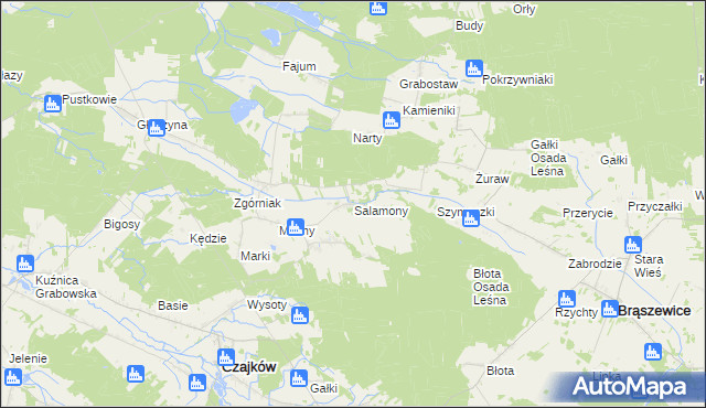 mapa Salamony gmina Czajków, Salamony gmina Czajków na mapie Targeo