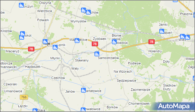 mapa Samostrzałów, Samostrzałów na mapie Targeo