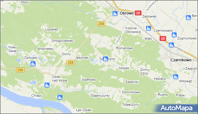 mapa Sąsieczno gmina Obrowo, Sąsieczno gmina Obrowo na mapie Targeo
