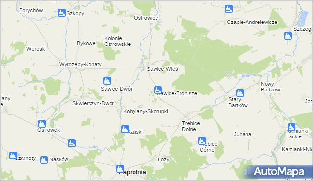 mapa Sawice-Bronisze, Sawice-Bronisze na mapie Targeo