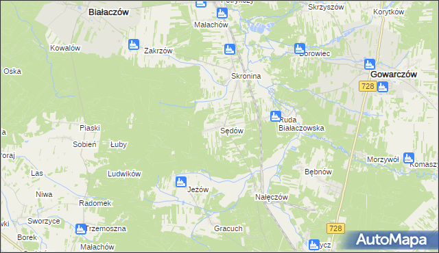 mapa Sędów gmina Białaczów, Sędów gmina Białaczów na mapie Targeo