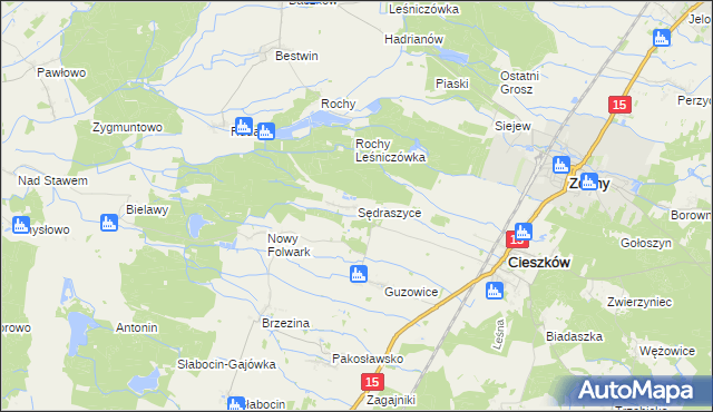 mapa Sędraszyce, Sędraszyce na mapie Targeo