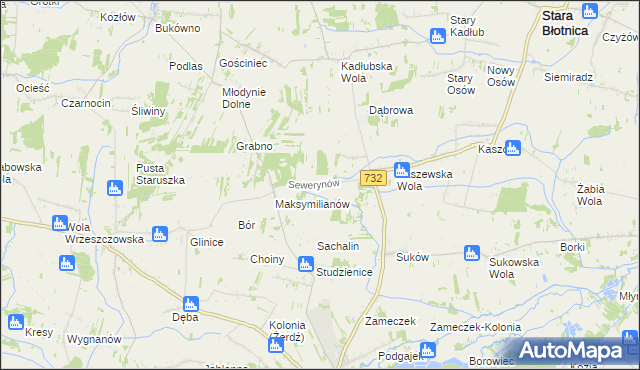 mapa Sewerynów gmina Przytyk, Sewerynów gmina Przytyk na mapie Targeo