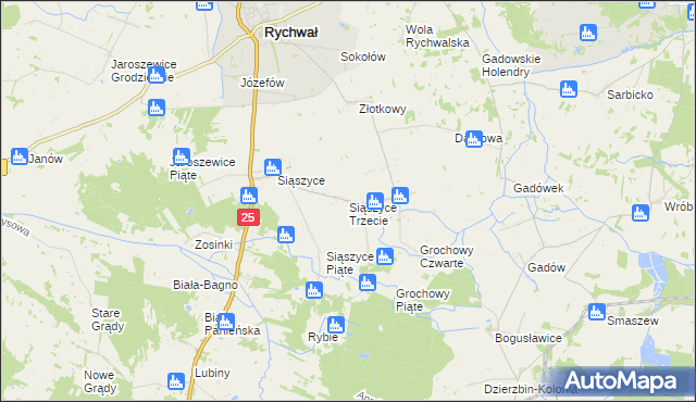 mapa Siąszyce Trzecie, Siąszyce Trzecie na mapie Targeo