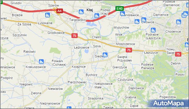 mapa Siedlec gmina Bochnia, Siedlec gmina Bochnia na mapie Targeo