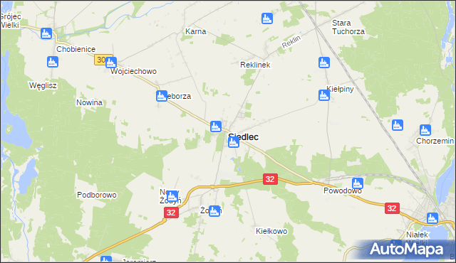 mapa Siedlec powiat wolsztyński, Siedlec powiat wolsztyński na mapie Targeo