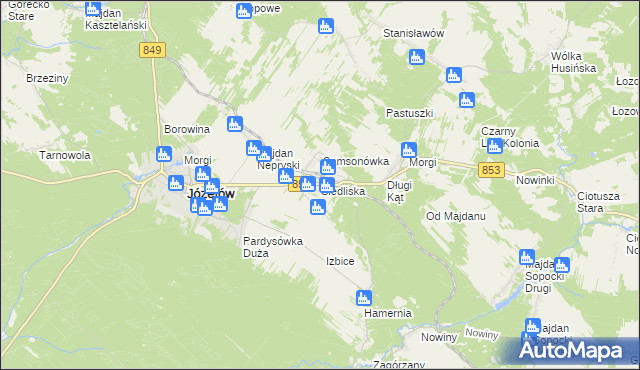 mapa Siedliska gmina Józefów, Siedliska gmina Józefów na mapie Targeo
