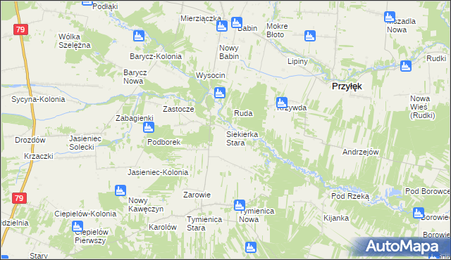 mapa Siekierka Stara, Siekierka Stara na mapie Targeo