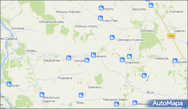 mapa Siekierki gmina Drohiczyn, Siekierki gmina Drohiczyn na mapie Targeo
