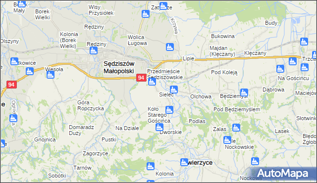 mapa Sielec gmina Iwierzyce, Sielec gmina Iwierzyce na mapie Targeo