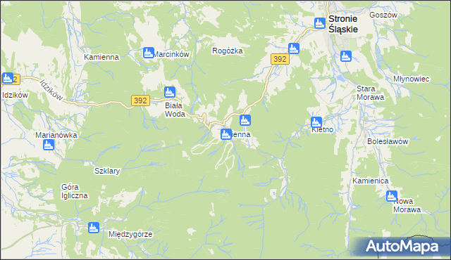 mapa Sienna gmina Stronie Śląskie, Sienna gmina Stronie Śląskie na mapie Targeo